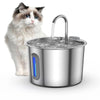 PureFlow 2.2L Stainless Steel Cat Water Fountain - Ultra-Quiet Pet Drinking Fountain with LED Water Level Window